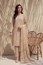 Parishey by Breeza Fashion - 3PC Unstitched Embroidered Lawn Suit (Beige)