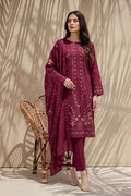 Parishey by Breeza Fashion - 3PC Unstitched Embroidered Lawn Suit (Maroon)