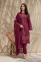Parishey by Breeza Fashion - 3PC Unstitched Embroidered Lawn Suit (Maroon)