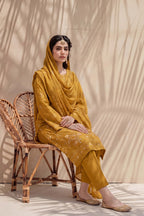 Parishey by Breeza Fashion - 3PC Unstitched Embroidered Lawn Suit (Mustard)