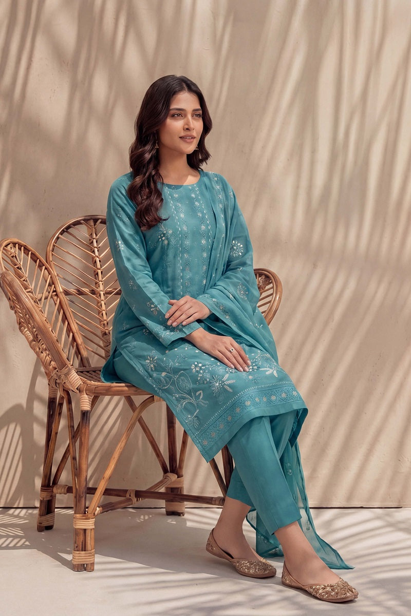 Parishey by Breeza Fashion - 3PC Unstitched Embroidered Lawn Suit (Sky Blue)