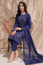 Parishey by Breeza Fashion - 3PC Unstitched Embroidered Lawn Suit (Navy Blue)