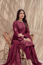 Parishey by Breeza Fashion - 3PC Unstitched Embroidered Lawn Suit (Maroon)