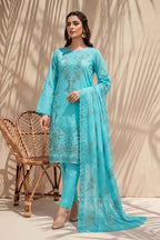 Parveen by Breeza Fashion - 3PC Unstitched Embroidered Lawn Suit (Sky Blue)