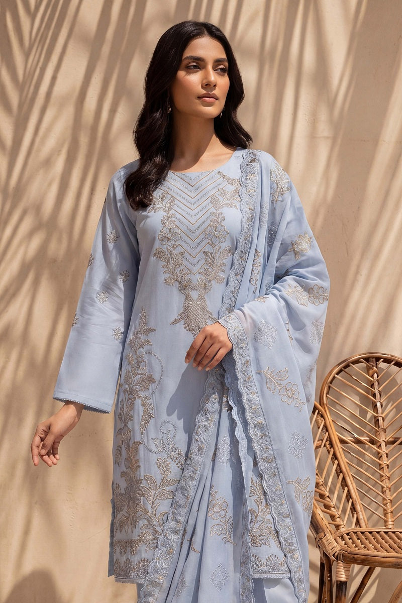 Parveen by Breeza Fashion - 3PC Unstitched Embroidered Lawn Suit (Gray)