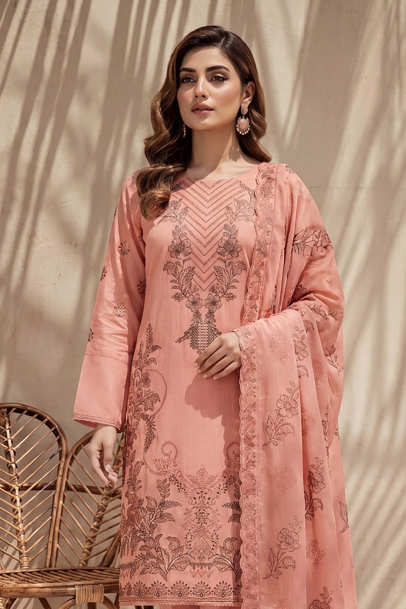 Parveen by Breeza Fashion - 3PC Unstitched Embroidered Lawn Suit (Light Pink)