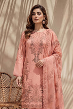 Parveen by Breeza Fashion - 3PC Unstitched Embroidered Lawn Suit (Light Pink)