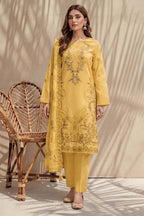 Parveen by Breeza Fashion - 3PC Unstitched Embroidered Lawn Suit (Yellow)