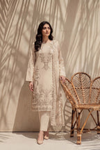 Parveen by Breeza Fashion - 3PC Unstitched Embroidered Lawn Suit (Cream)