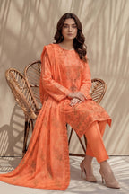 Parveen by Breeza Fashion - 3PC Unstitched Embroidered Lawn Suit (Orange)
