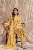 Parveen by Breeza Fashion - 3PC Unstitched Embroidered Lawn Suit (Yellow)
