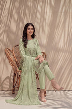 Parveen by Breeza Fashion - 3PC Unstitched Embroidered Lawn Suit (Pista)