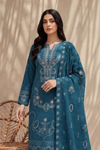 Rasam-o-Rivaj by Breeza Fashion - 3PC Unstitched Embroidered Lawn Suit (Teal Blue)