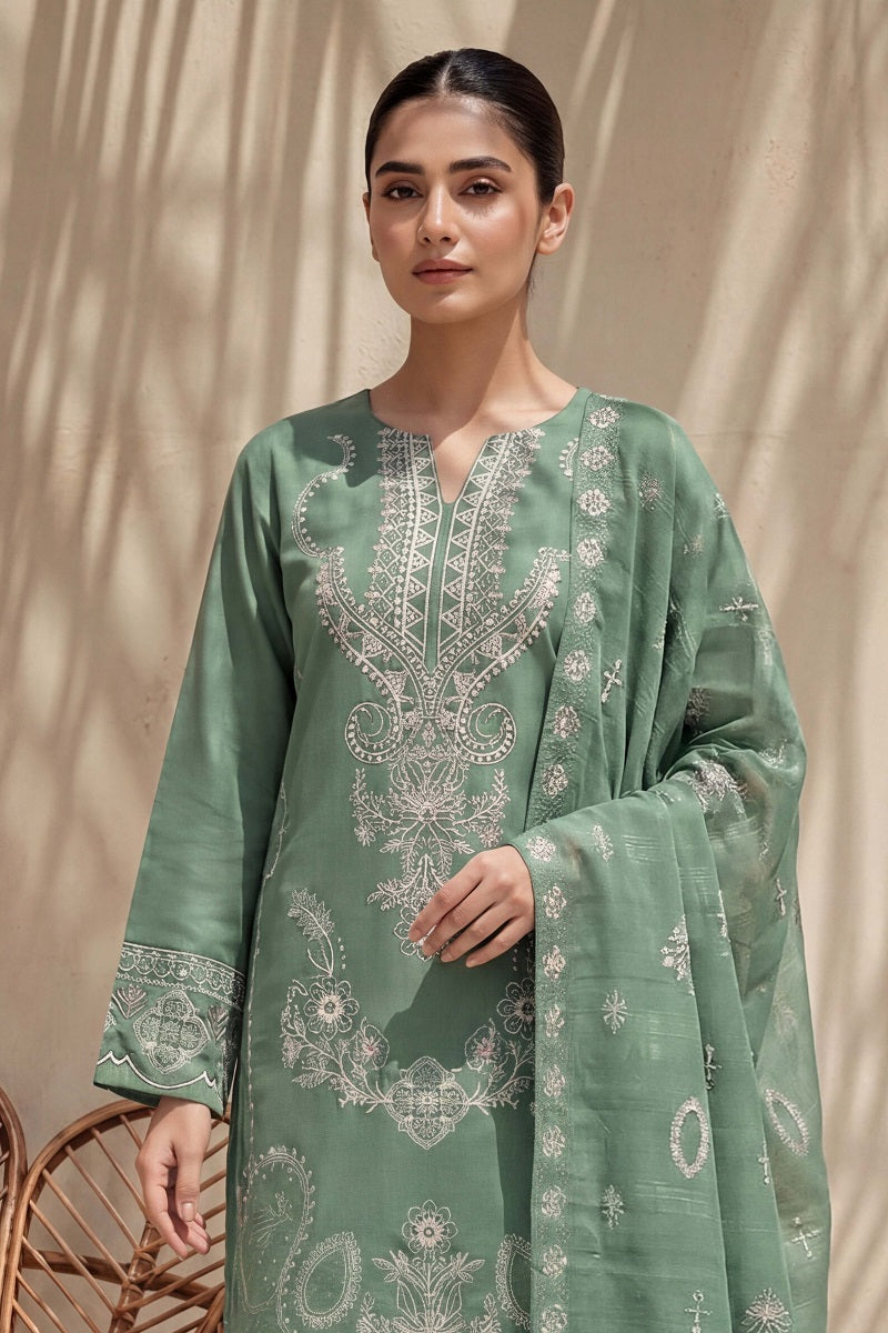 Rasam-o-Rivaj by Breeza Fashion - 3PC Unstitched Embroidered Lawn Suit (Pista)