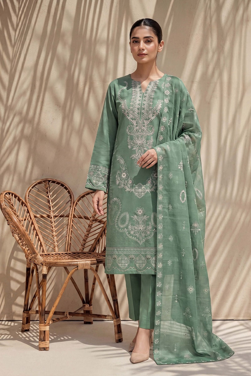 Rasam-o-Rivaj by Breeza Fashion - 3PC Unstitched Embroidered Lawn Suit (Pista)