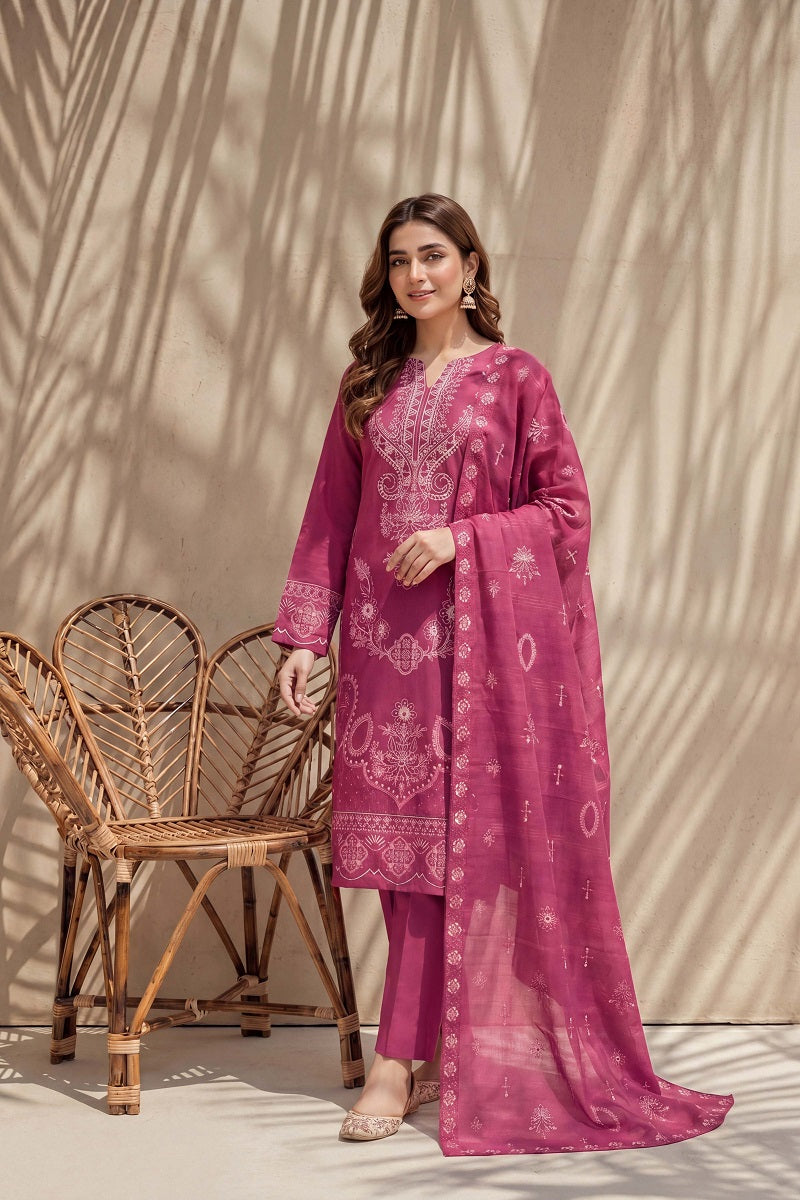 Rasam-o-Rivaj by Breeza Fashion - 3PC Unstitched Embroidered Lawn Suit (Pink)