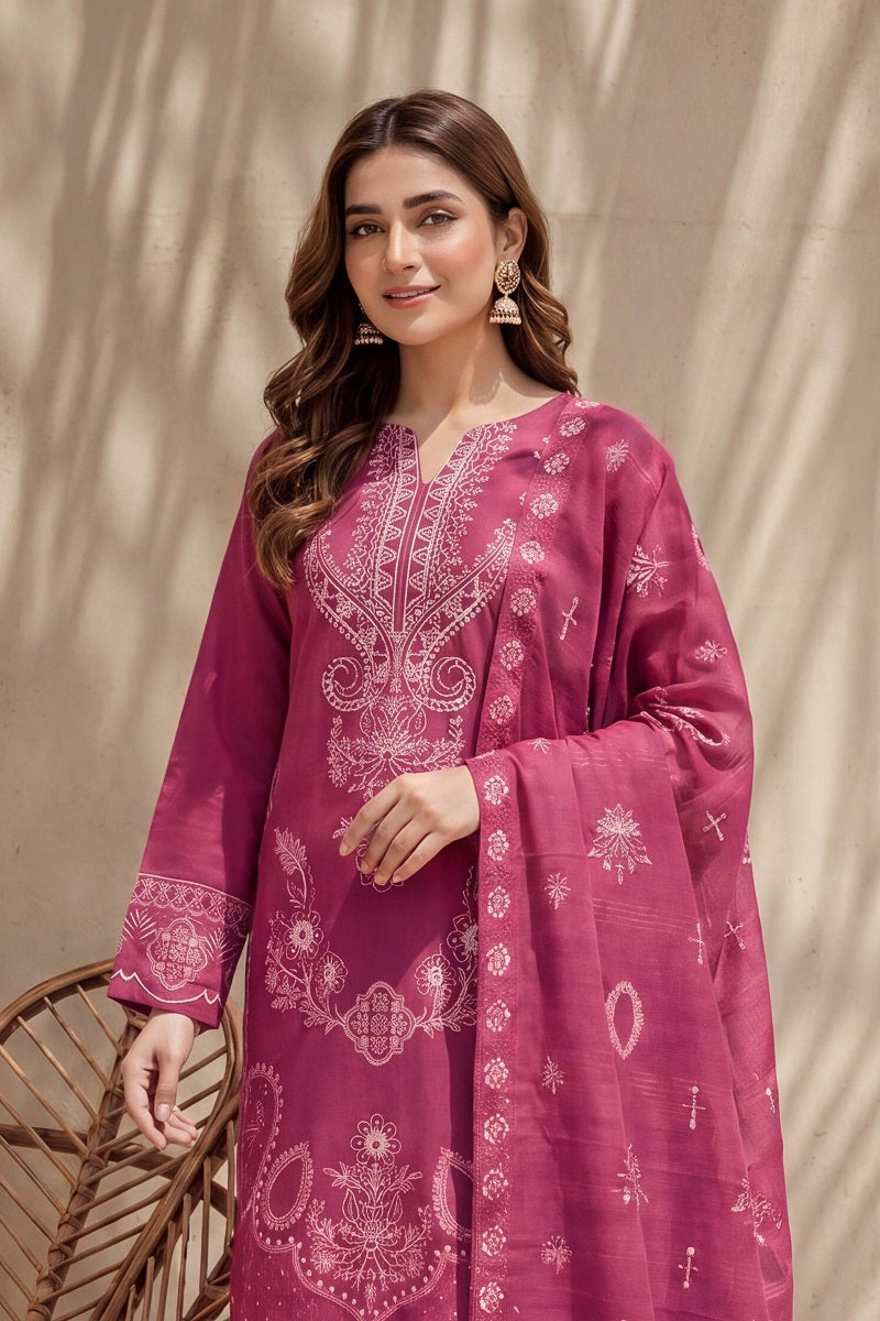 Rasam-o-Rivaj by Breeza Fashion - 3PC Unstitched Embroidered Lawn Suit (Pink)