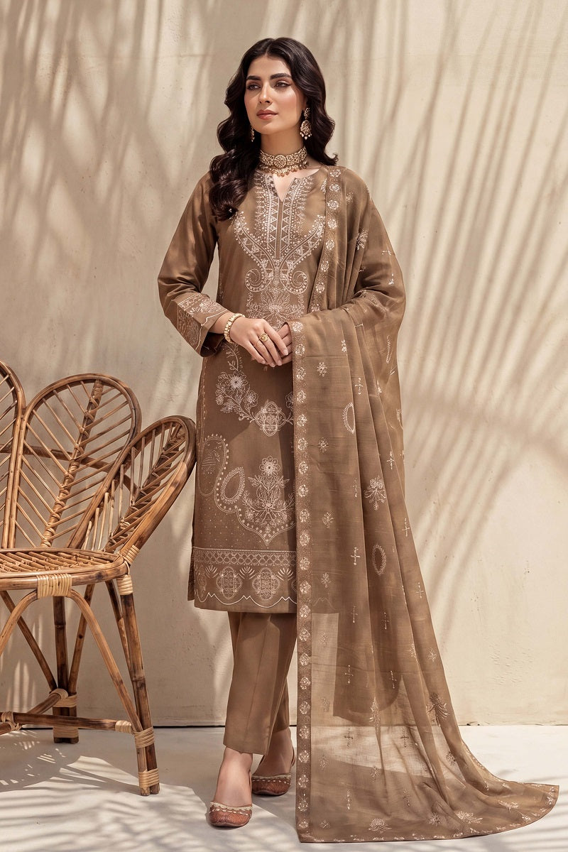 Rasam-o-Rivaj by Breeza Fashion - 3PC Unstitched Embroidered Lawn Suit (Beige)