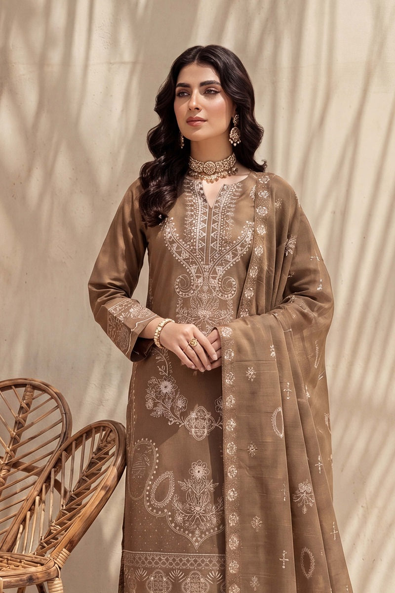 Rasam-o-Rivaj by Breeza Fashion - 3PC Unstitched Embroidered Lawn Suit (Beige)