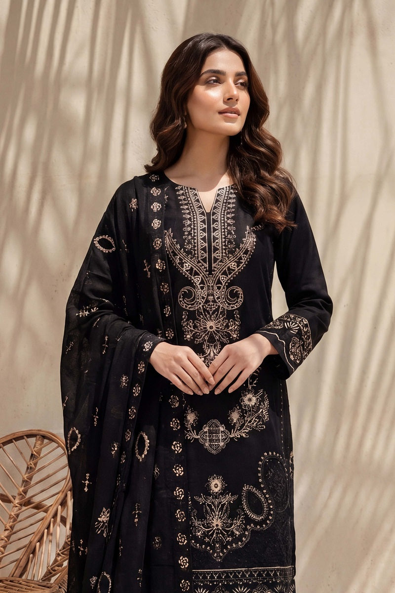 Rasam-o-Rivaj by Breeza Fashion - 3PC Unstitched Embroidered Lawn Suit (Black)