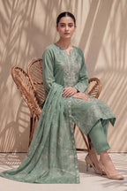Rasam-o-Rivaj by Breeza Fashion - 3PC Unstitched Embroidered Lawn Suit (Pista)