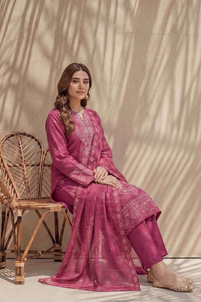 Rasam-o-Rivaj by Breeza Fashion - 3PC Unstitched Embroidered Lawn Suit (Pink)