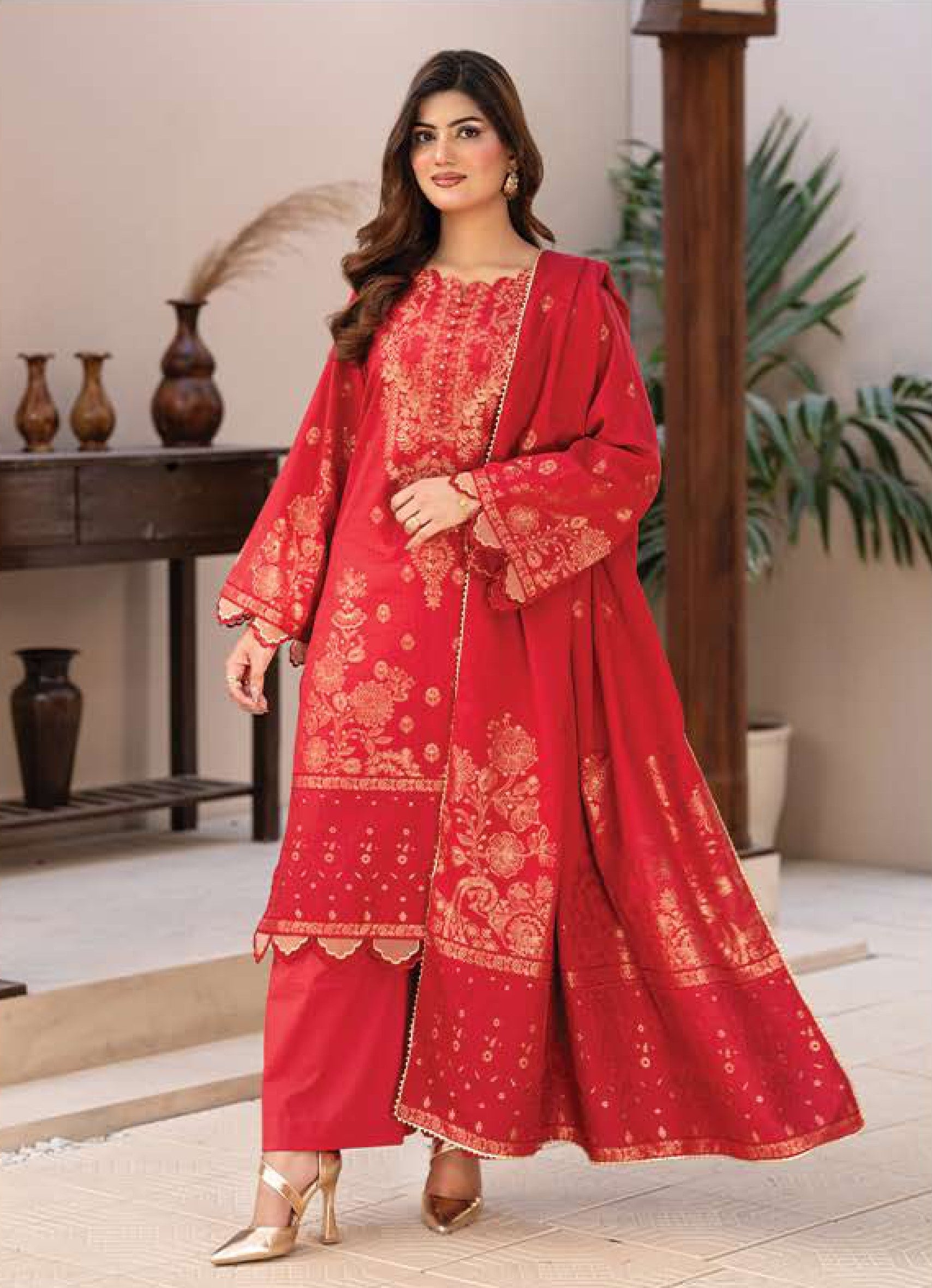 LINNET by KBC FASHION ( Red ) – Karachi Branded Collection