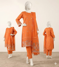 Almeerah-3PC-Unstitch Jacquard Lawn (Orange)