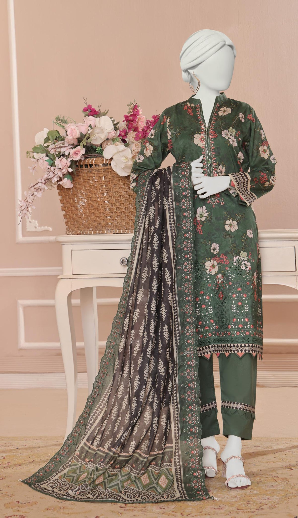 ALMEERAH - Unstitch Embroidery 3pc Lawn