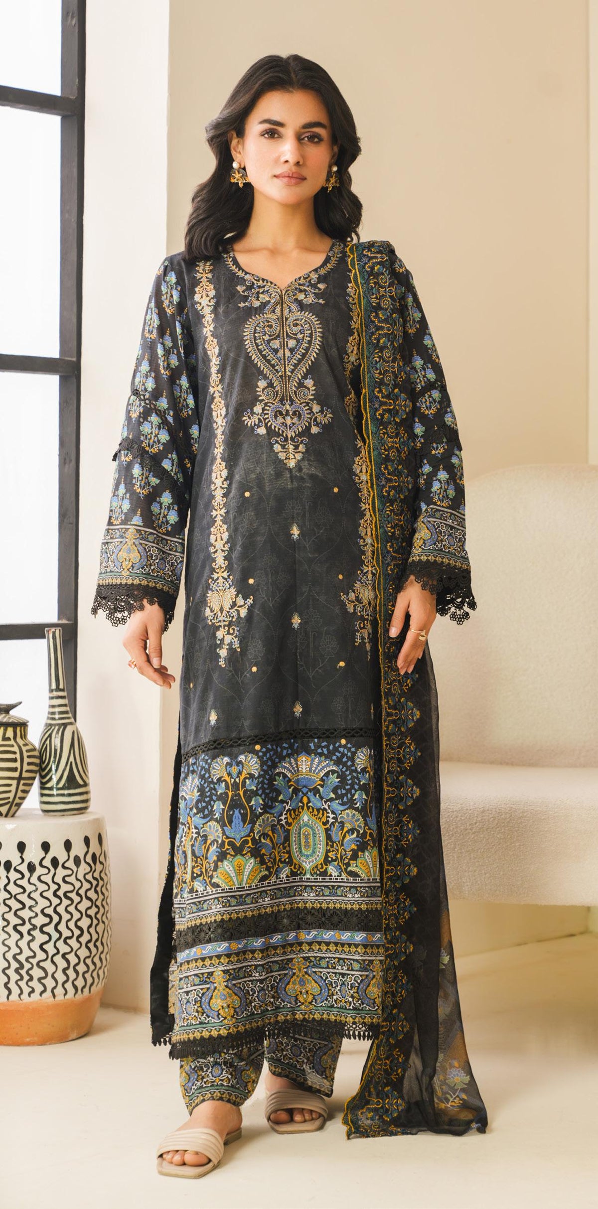 HAZIQ BY JOHRA - Unstitched 3-Piece Embroidered Printed Lawn