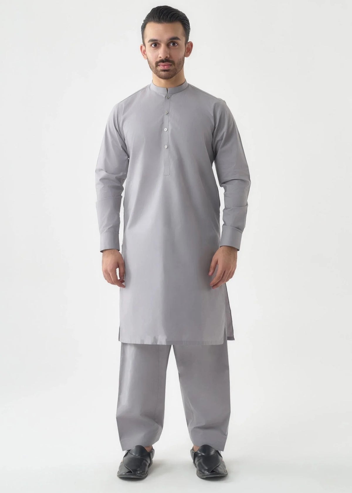 Grace Men’s Wash & Wear Unstitched Fabric Suit (Sky Grey)
