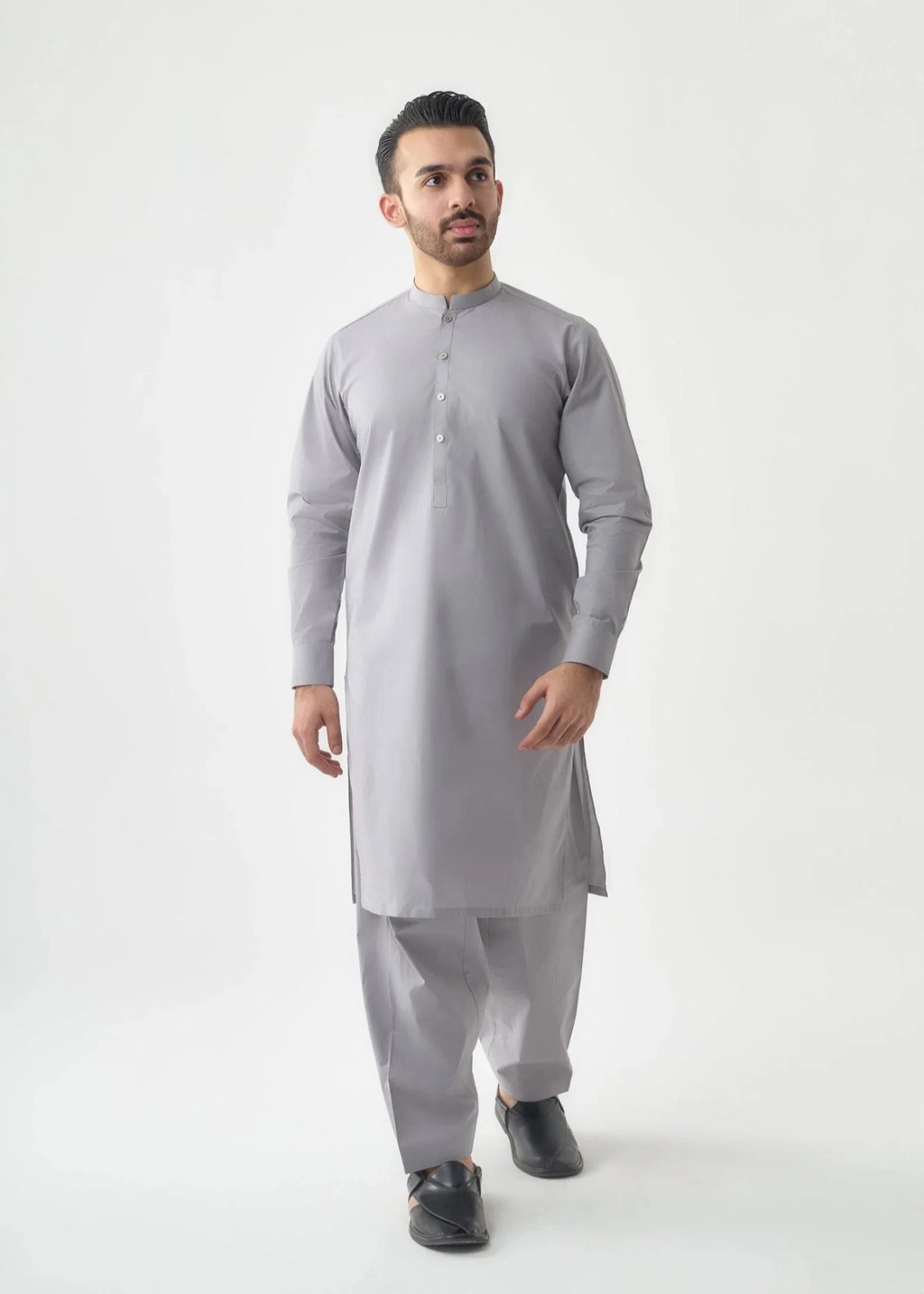 Grace Men’s Wash & Wear Unstitched Fabric Suit (Sky Grey)