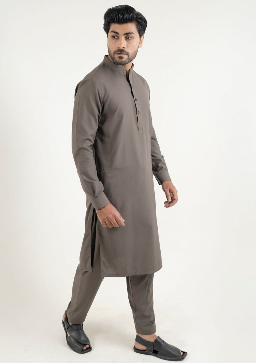 Grace Men’s Wash & Wear Unstitched Fabric Suit (Grey)