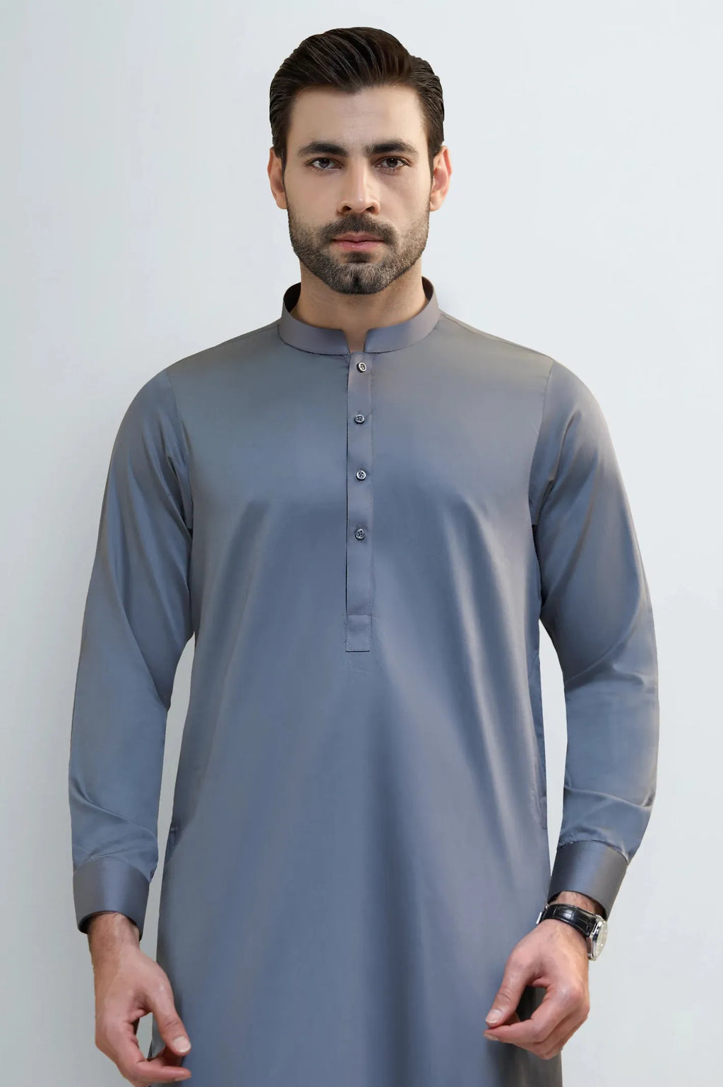 Grace Men’s Wash & Wear Unstitched Fabric Suit (Glaucous Grey)