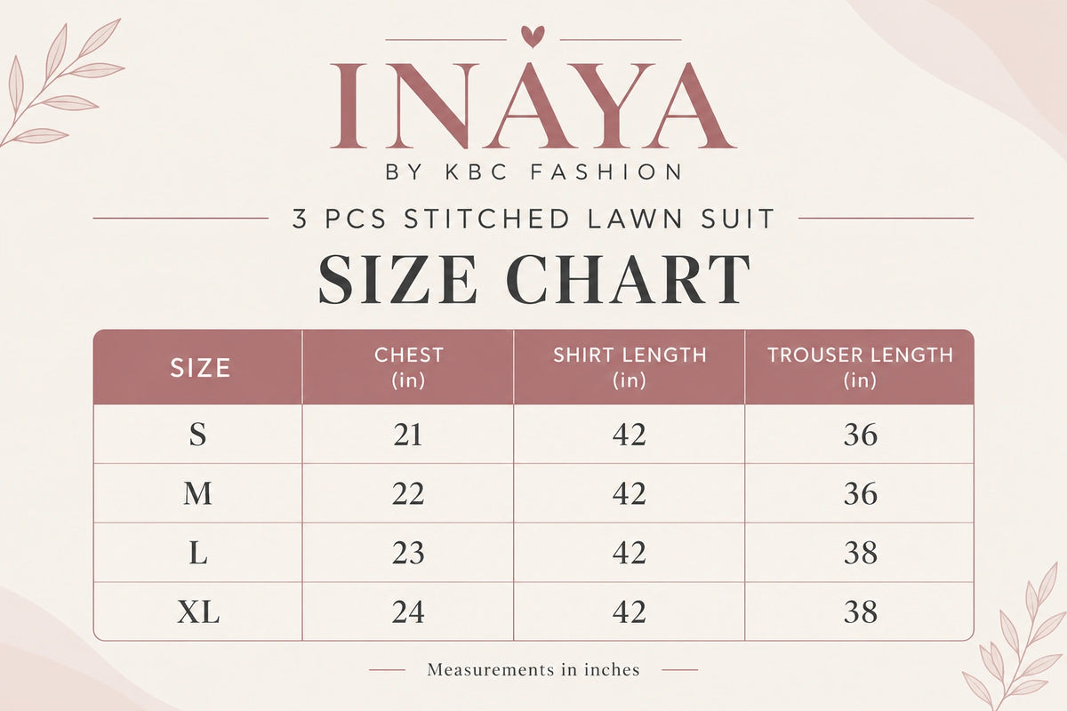 Inaya by KBC Fashion – 3 Pcs Stitched Lawn Suit | Ice Green & Black