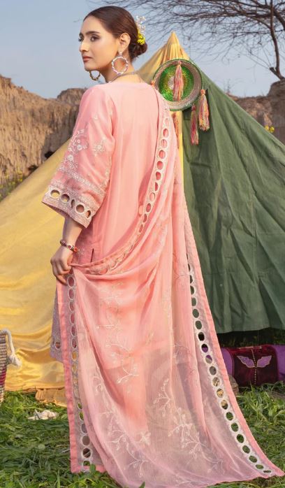 Rang-E-Falak -- Stitched Embroidered 3Pc Crinkle Chiffon3 PIECE