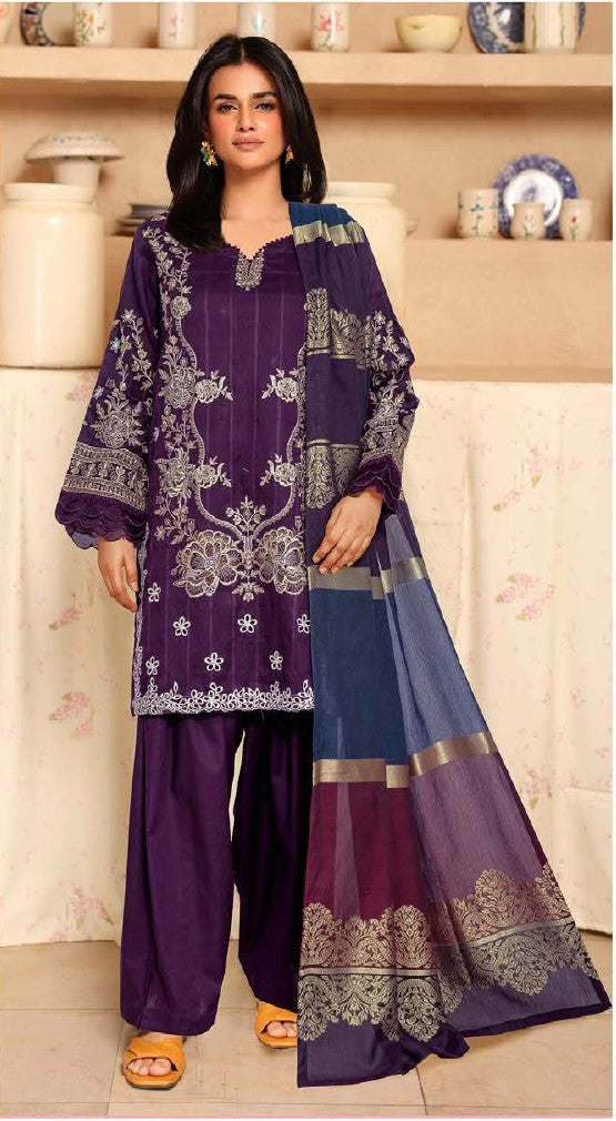Johra Muzna – Embroidered Dobby Lawn 3-Piece Suit