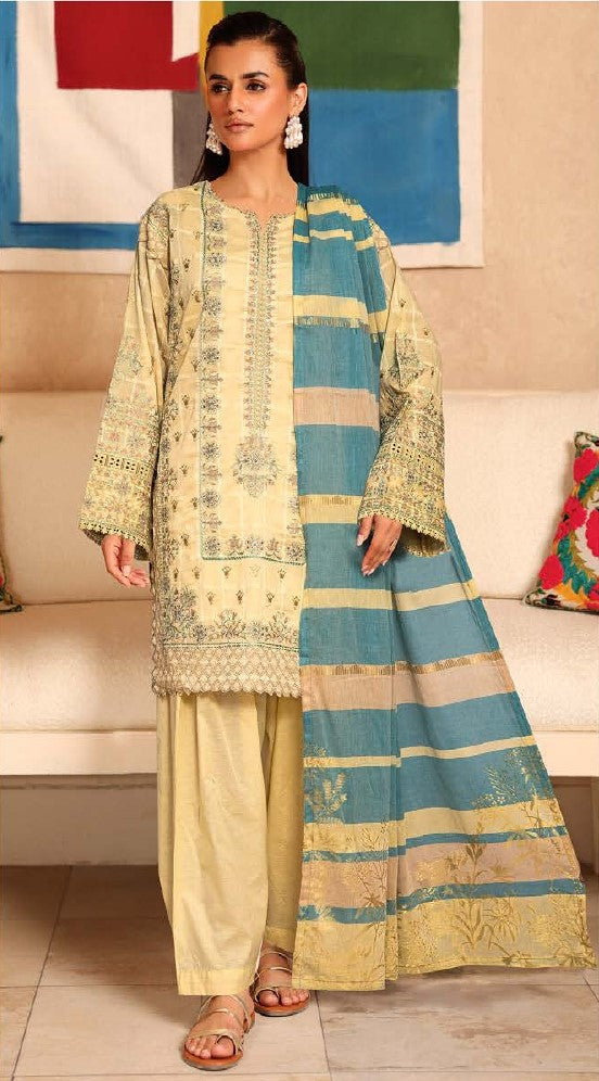 Johra Muzna – Embroidered Dobby Lawn 3-Piece Suit