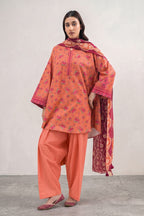 Sapphire Vol.5 - 3PC Unstitched Printed Lawn Suit (Soft Peach)