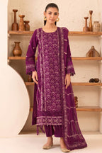 Reveuse By Johra - 3PC Unstitched Embroidered Lawn Suit (Purple)