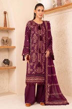 Reveuse By Johra - 3PC Unstitched Embroidered Lawn Suit (Boysen Berry)