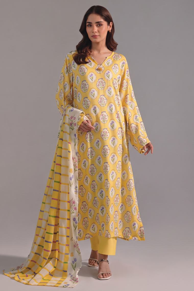 Sapphire Vol.5 - 3PC Unstitched Printed Lawn Suit (Sunshine Yellow)