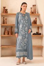 Reveuse By Johra - 3PC Unstitched Embroidered Lawn Suit (Steel Grey)