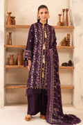 Reveuse By Johra - 3PC Unstitched Embroidered Lawn Suit (Deep Plum)