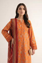 Sapphire Vol.5 - 3PC Unstitched Printed Lawn Suit (Orange & Burgundy)