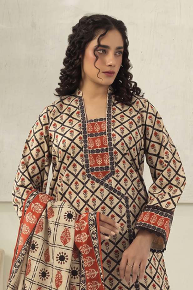 Sapphire Vol.5 - 3PC Unstitched Printed Lawn Suit (Cream)