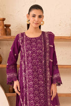Reveuse By Johra - 3PC Unstitched Embroidered Lawn Suit (Purple)
