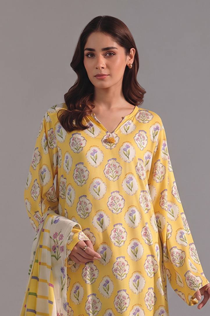 Sapphire Vol.5 - 3PC Unstitched Printed Lawn Suit (Sunshine Yellow)
