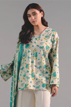 Sapphire Vol.5 - 3PC Unstitched Printed Lawn Suit (Turquoise & White)
