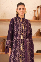Reveuse By Johra - 3PC Unstitched Embroidered Lawn Suit (Deep Plum)